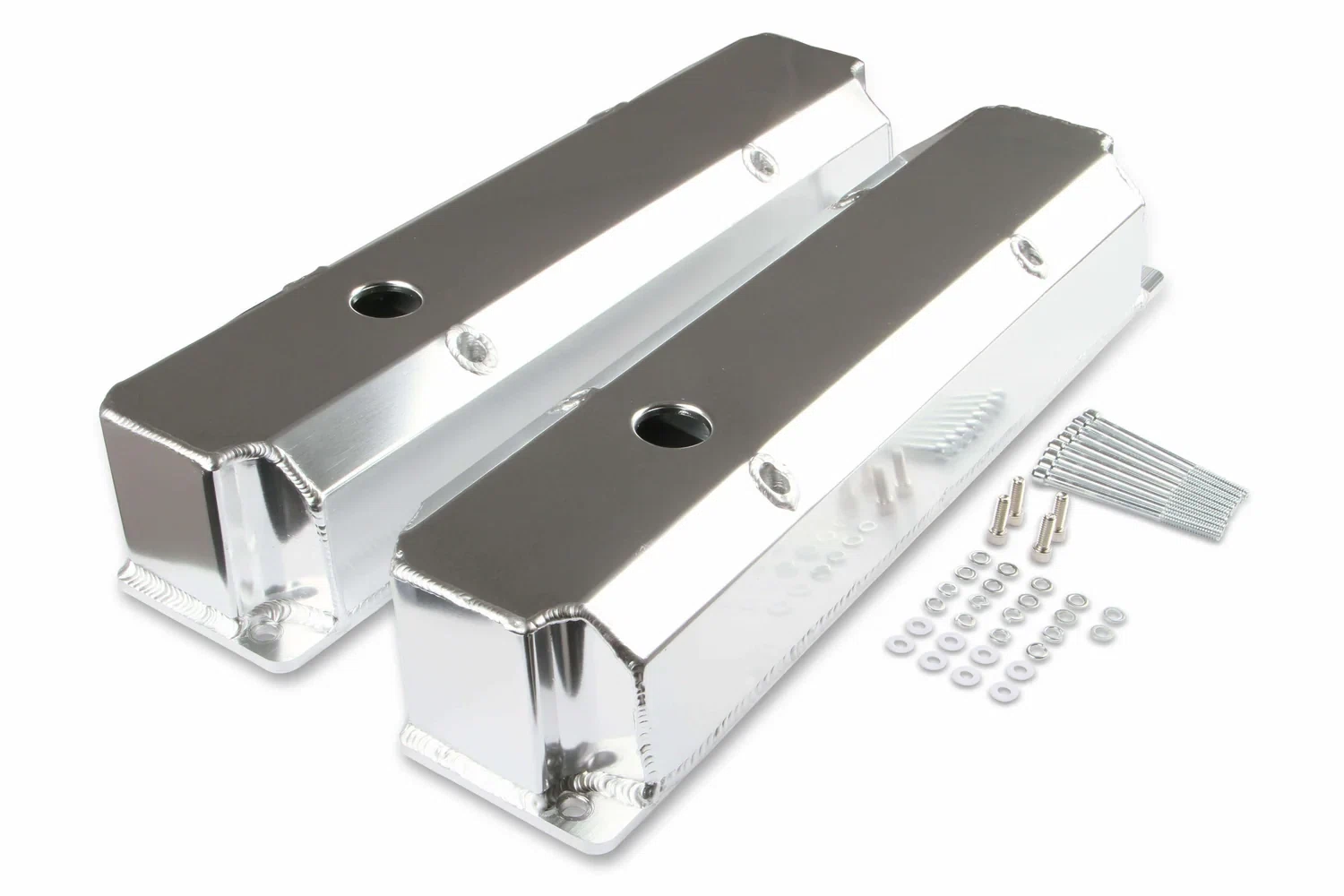 Mr. Gasket Fabricated Aluminum Valve Covers - Silver Finish - 6864G
